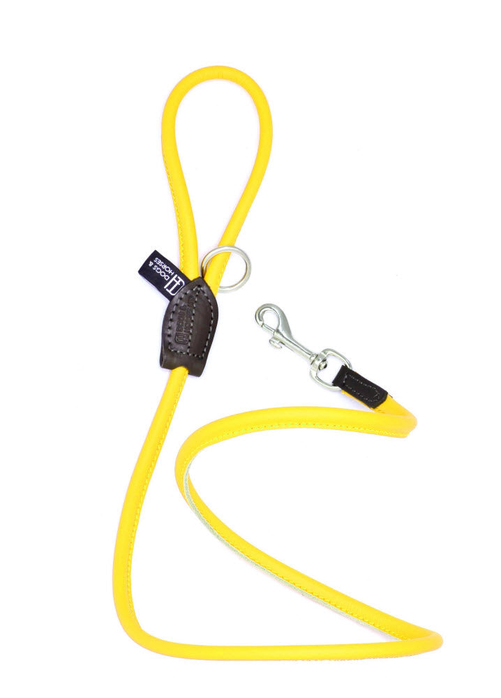Rolled Soft Leather Lead Bright Yellow