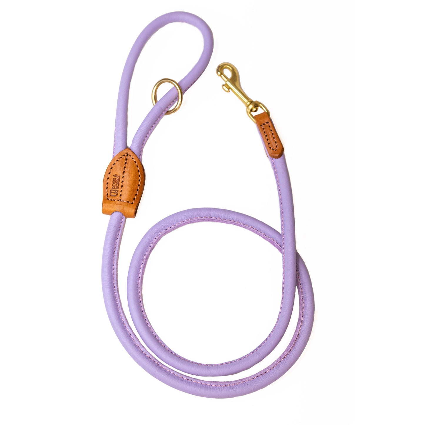 Rolled Soft Leather Dog Lead Lilac