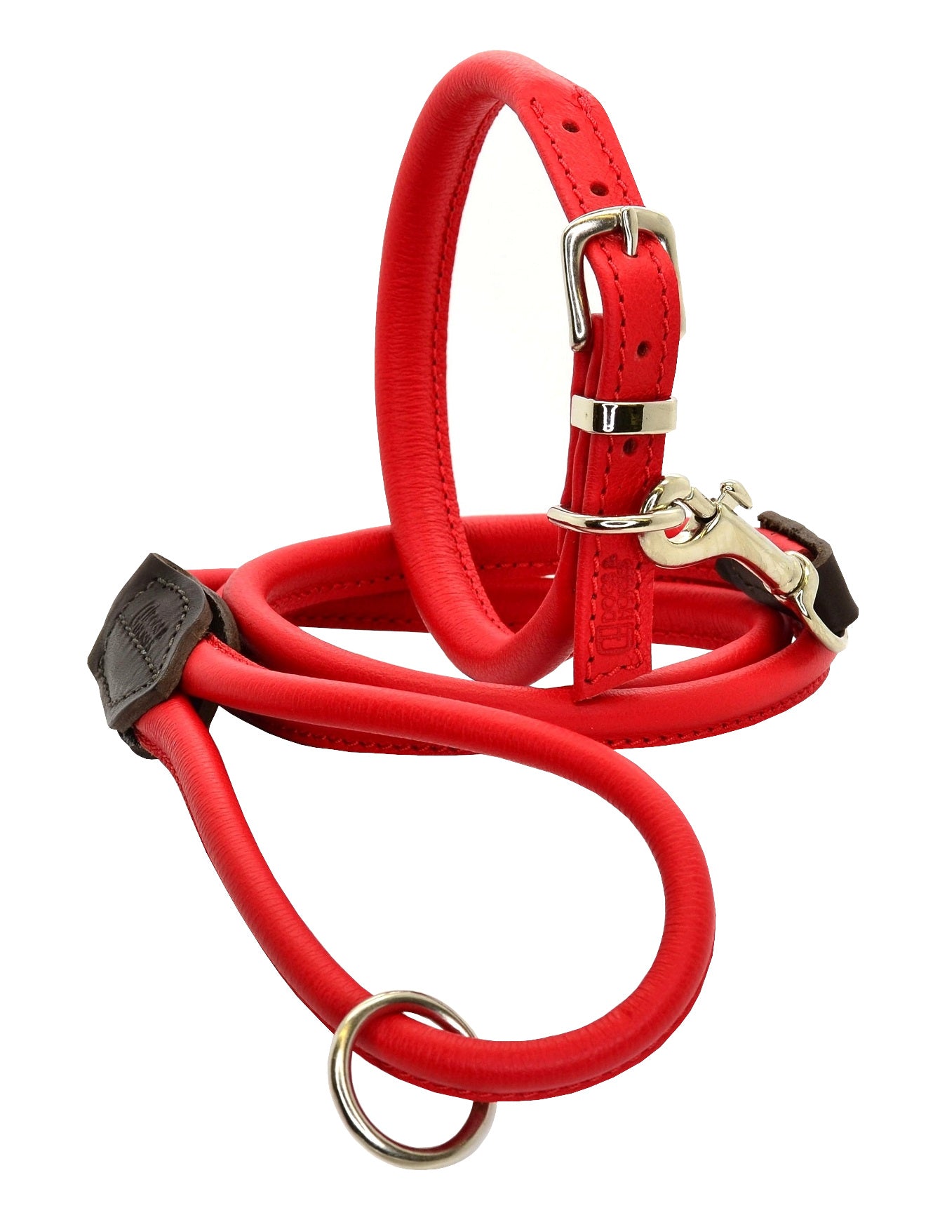 Rolled Soft Leather Dog Collar House Red
