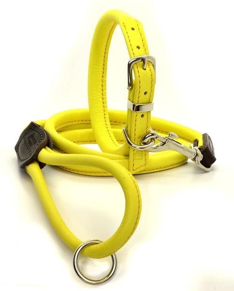 Rolled Soft Leather Collar Bright Yellow