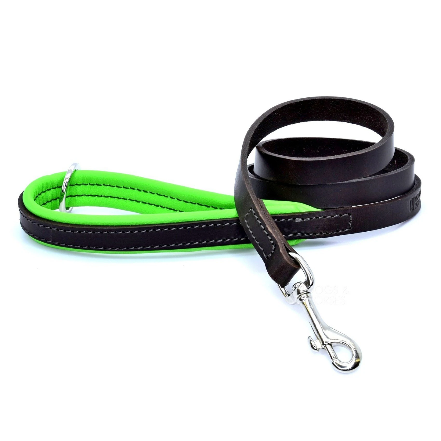 Padded Leather Dog Lead Green