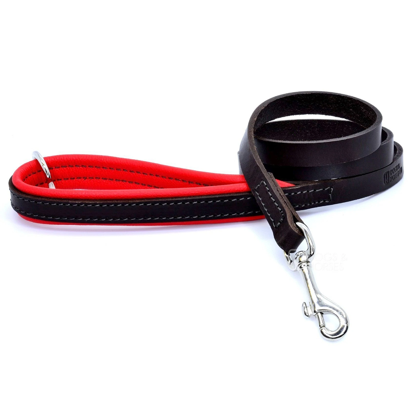 Padded Leather Dog Lead Red