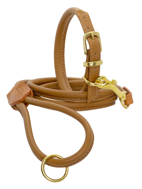 Rolled Soft Leather Collar Tan