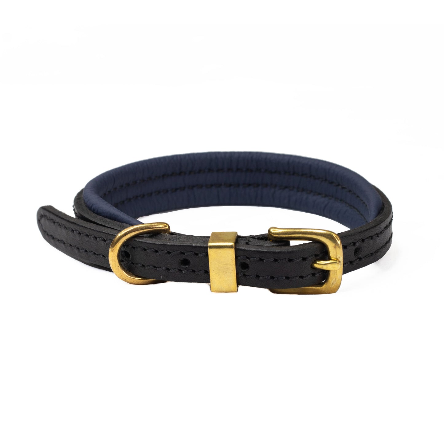 Padded Leather Collar Navy