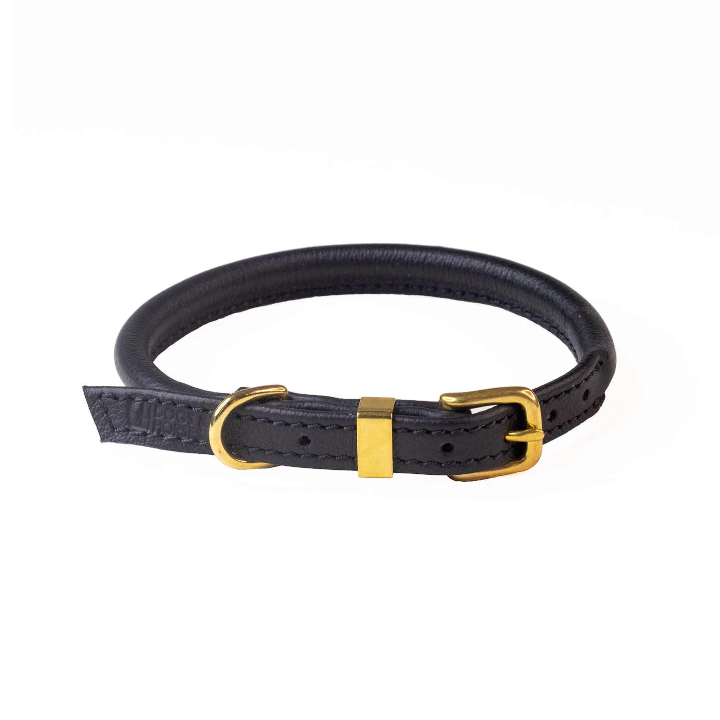 Rolled Soft Leather Collar Black