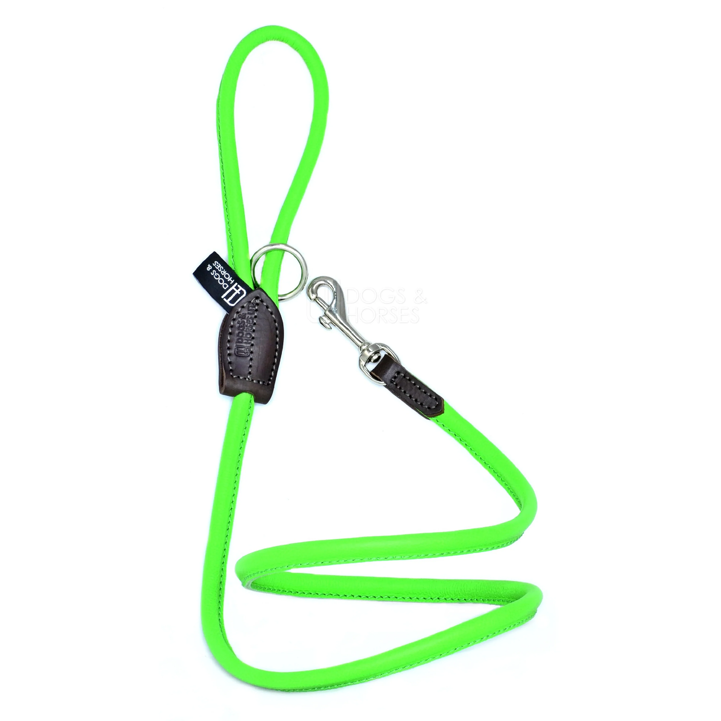 Rolled Soft Leather Dog Lead Green